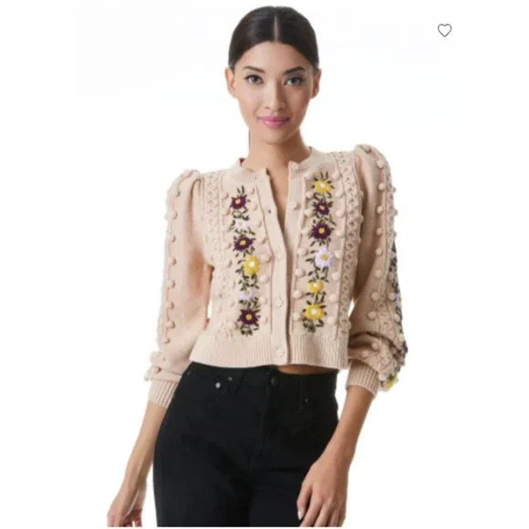 Alice + Olivia | Kitty Puff Sleeve Cardigan - Picture 2 of 16